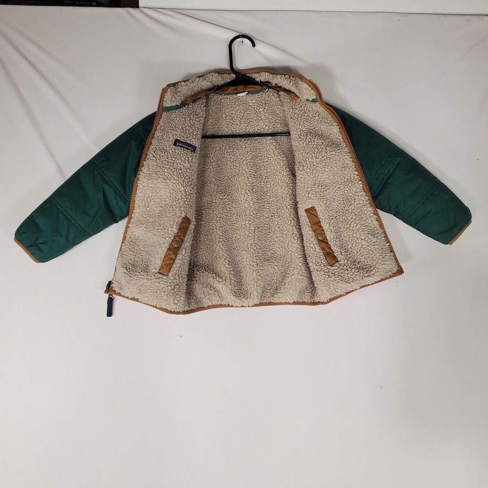 Patagonia Toddler Boys 5T Reversible Tribbles Jacket Green Pink Colorblock - Picture 7 of 9